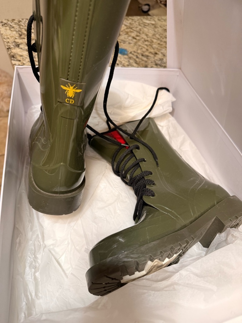 Dior Green combat boots / rain boots